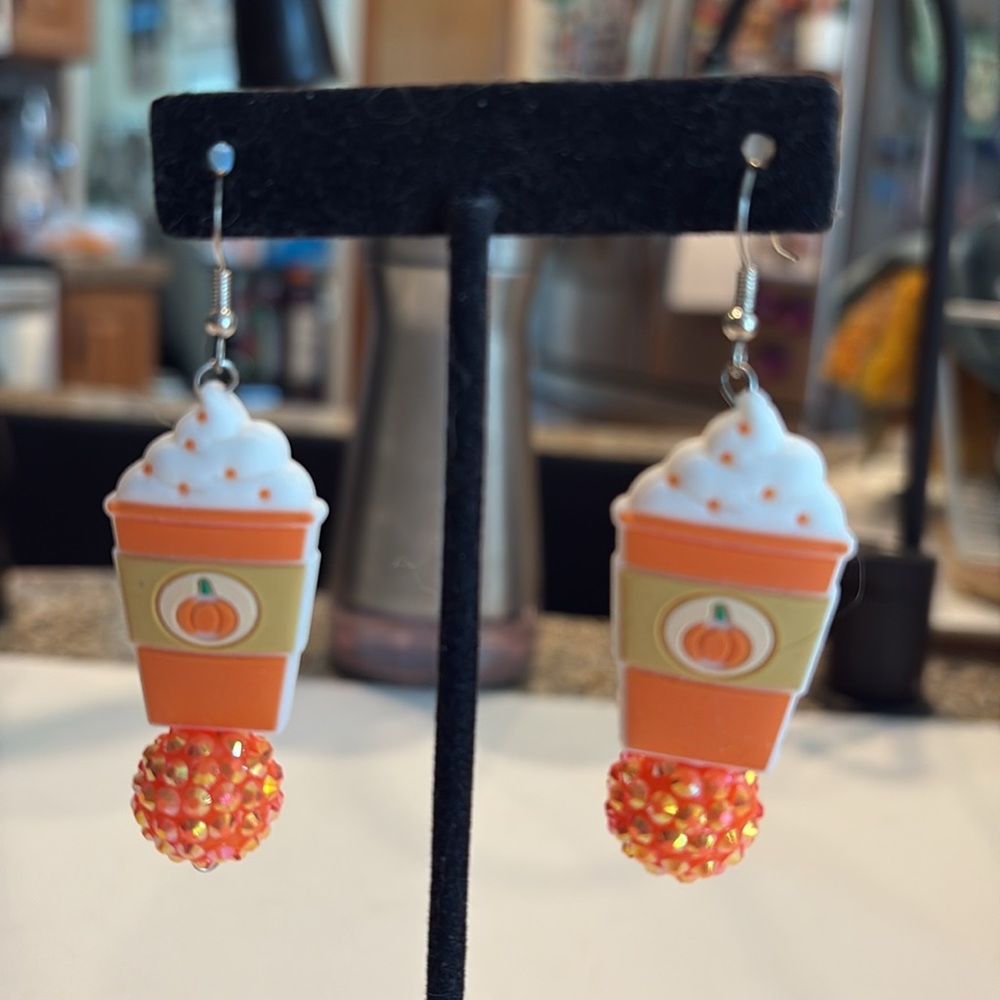 Handmade Pumpkin Spice Latte Earrings - Picture 12 of 14